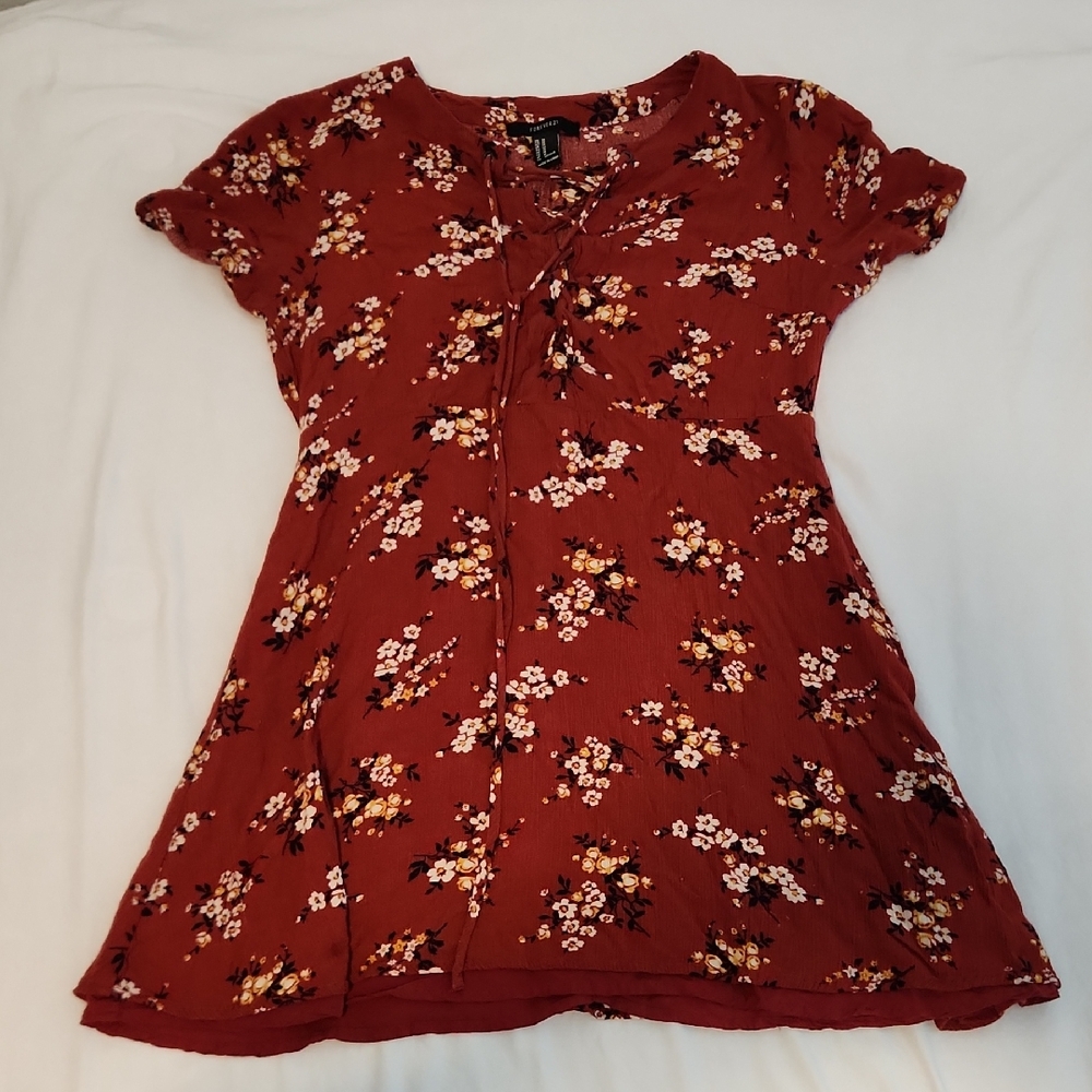 Zara Rust Floral Lace-Up Tunic